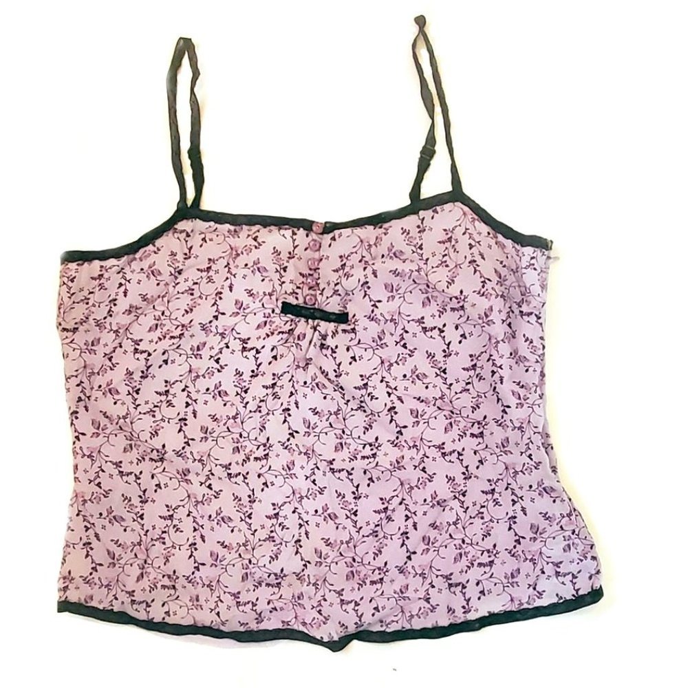 Women's GAP Strappy Tank Top Sz M Purple Lavender Floral EUC